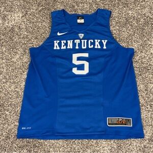 Nike Elite Kentucky Blue White #5 Basketball Jersey Men’s Large Swoosh Wildcats